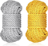 WEGO 2 Pack All Purpose 32 feet 8mm(1/3inch) Diameter Soft Silk Rope Solid Braided Twisted Ropes,10m Durable and Strong Twine Co