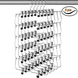 6-Tier Foldable Pants & Skirt Hanger with Adjustable Clips, 6-Pair Chrome Steel