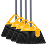 4 Pack Heavy Duty Commercial Broom, Indoor/Outdoor Broom for Floor Cleaning
