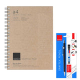Isomars Sketch Pad Artist A4 with 40 Sheets & Mechanical Pencil 0.5mm with Leads and Eraser