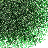 Bulk Seed Beads Green 200 Grams About 18880pcs, 2mm 12/0 Green Silver core Glass Craft for Making Earrings, Bracelets, Pendants,