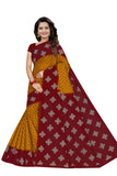 TAMAIRA FASHION Plain Weave Womens Pure Cotton Saree Without Blouse Piece (973_Mustard and Red)