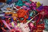 4 oz Sari Silk Ribbon Scraps Remnants for Mixed Media Felting Spinning Silk Paper Weaving Fiber