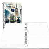 GOWOO A4 Ruled Spiral Notebook | London Street View Design | 200 Pages | Suitable for Students, Office & Coaching Use