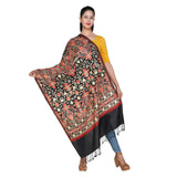 Dhruvs Collection WomenS Traditional Kashmiri Style In Pure Fine Wool Fabric Handmade Stole With Woven Flowers (Qno_7115_Parent