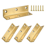 Redunest L Bracket, Heavy Duty Corner Brace, 4 Pack 4 Inch Stainless Steel Shelf Bracket Angle Bracket for Shelves, Gold Metal B