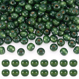 Elecrelive 200Pcs Painted Wooden Beads 10mm Dark Green Natural Round Wood Beads Xmas Decor for Bracelet Necklace Craft Home Part