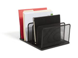 TRU RED Wire Mesh File Organizer, 5Compartment, Matte Black