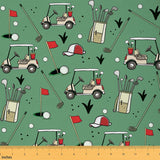 Erosebridal Golf Crat Upholstery Fabrics Golf Sports Outdoor Fabric by The Yard 2 Yard Ball Games Themed Waterproof Fabric for C