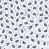 Yiizzxin 200pcs Round White Number 6 Beads for Bracelets,Acrylic Single Digit Bead,4x7mm Flat Number Beads for Jewelry Making(Ro