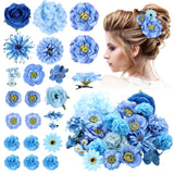 BBTO 21 Pcs Flower Hair Clip Rose Hair Clips Barrettes for Women Flower Accessories Boho Bride Claw Clip Hairpin Brooch Pin Head