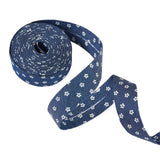 Elecrelive 5.4 Yards 1 Inch Blue Denim Ribbon Flower Pattern Jean Fabric Prussian Blue Cloth Ribbon for Gift Wrapping Applique S
