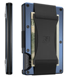 The Ridge Authentic Minimalist Metal Rfid Blocking Wallet With Cash Strap For Men Slim Navy Design