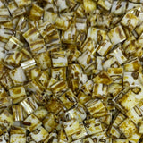 Miyuki Tila Beads - 2 Hole Square Beads, 5x5x1.9 mm, 5 Grams Glass Beads Picasso Cream (TL4512)