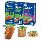Ziploc 175 Count Sandwich and Snack Bags with EasyGuide Texture, Plastic Storage Bags with Grip n Seal Technology
