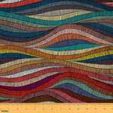 Boho Fabric By The Yard Bohemian Wavy Upholstery Fabric Rainbow Embroidered Waves Decorative Fabric Geometric Tribal Ethnic Colo
