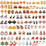 SANNIX 110Pcs/55 Pairs Holiday Charms, Thanksgiving Fall Halloween Christmas Charm for Jewelry Making, Assorted Gold Enamel Char