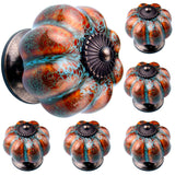 OLAYA Retro Elegant Pumpkin Ceramic Cabinet Knobs and Handles - 18 Pack (Pumpkin Blue)