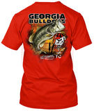 NCAA - Bass Fishing T Shirt - Multiple Universities Available - up to 2X and 3X - Officially Licensed Apparel (Georgia Bulldogs,