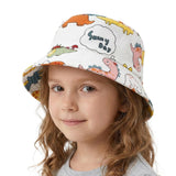 Vritraz Kids Cotton Dinosaur Print Bucket Hat | Soft & Breathable Summer Cap | Sun Protection Hat For Boys & Girls (412 Year)