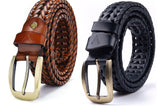 Vogard MenS Braided Leather Belts Combo Set Of 2 | Classic Pin Buckle Design | Gift For Men | Formal & Casual Outfits (Blue & Ta