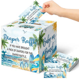 Teling 51 Pieces Diaper Raffle Tickets with Card Box Baby Shower Decorations Gender Reveal Holder Box for Girl Boy Diaper Raffle