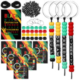 Landical 20 Set Juneteenth DIY Craft Bead Keychain Kit Alphabet Multicolor Bead Making Supplies African American Party Favors Ar