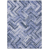 HomeRoots 579269 10 x 14 ft. Geometric Washable Indoor & Outdoor Rectangle Area Rug Navy Blue & Sky Blue