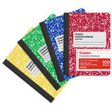 Staples Composition Notebook, College Ruled, 100 Sht, 4Pack
