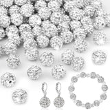 150 Pcs 10mm Rhinestone Beads for Jewelry Making, Sparkle Clay Rhinestone Beads for Bracelet Necklace Earring Jewelry Making (Wh