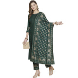 Gosriki Women'S Rayon Solid Kurta With Palazzo & Dupatta (Green L),Green,,B08WZXPPB1