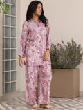 Libas Womens Printed Silk Blend Co-Ord Set For Women Lavender M