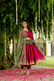 Gosriki Women'S Rayon Blend Solid Anarkali Kurta With Pant & Dupatta (Samda Rani-Gs_S_Pink_Small),Pink,,B0DPZ8DGQR