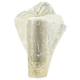 HUIHUANG Gold Mesh Ribbon for Christmas Tree, 10 inch White with Deluxe Gold Wide Foil Deco Mesh for Christmas, Wreaths Making S