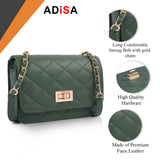 Adisa Women'S Girls Quilted Cross Body Sling Bag (Sl5059-New) (Dark Green),Dark Green,,B0DXR9CZ1T