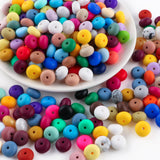 Sunrony 272Pcs Mixed Random 14mm Abacus Silicone Beads for Keychain Making, Multicolor Lentil Silicone Beads for Pens and Neckla