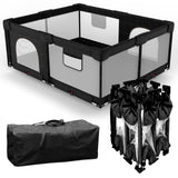 Veraste Foldable Baby Playpen with Gate, Extra Large Collapsible Play Yard for Babies & Toddlers, Portable Travel Playpen, Baby