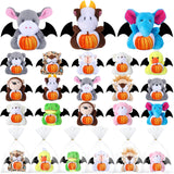 Vinsot 24 Pcs Halloween Stuffed Animal Bulk Small Halloween Plush Toys Plush keychain with Pumpkin Pattern for Trick or Treat Go
