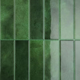 CRE8TIVE 4 Sheets Green Straight Linear Peel and Stick Backsplash Stick on Tiles for Kitchen Bathroom Green Wall Tile Stickers W