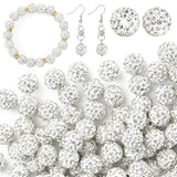 U-LIAN 100 pcs 10mm Rhinestone Beads White Shiny Round Disco Ball Beads Bulk Polymer Clay Rhinestone Beads Round Crystal Diamond