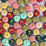 200PCS Round Letter Beads,4x7mm Color Acrylic Alphabet Beads T Beads with Letters for Bracelet Making Necklace Keychain Jewelry