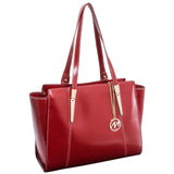 Mcklein Aldora Ladies' Tote With Tablet Pocket, Top Grain Cowhide Leather, Red (97506)