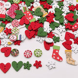 Kovolala 100 PCS Christmas Wooden Buttons Assorted Christmas Art Craft Buttons Snowflake Buttonsfor Handmade Project, Mixed Size