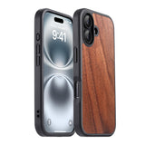 GESIHOPY for iPhone 16 Plus Case Walnut Wood,Fits MagSafe, Military-Grade Drop Cover,Sturdy Carbon Fiber for iPhone 16 Plus Phon