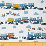 Castle Fairy Kids Train Fabric, Watercolor Cartoon Car, Polyester/100% Polyester, Repeating Watercolor Cartoon Car, Craft Fabric