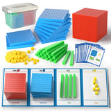 TOMMYHOME Base Ten Blocks with Place Value Chart - Math Manipulatives for Kids.Counting Blocks for Math to Help Educate Kinderga