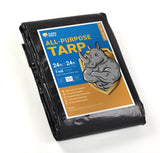 GUARD SHIELD Black Tarp Waterproof 24x24 Feet Medium Duty All Purpose Poly Tarps Cover 7mil