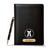 Savri Personalized Gifts Customized Black Leather Diary With Name Printed & Colored Adv Logo Embossed | Personalized Notebook,
