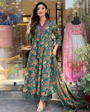 Anni Designer Women'S Rayon Blend Anarkali Printed Kurta With Palazzo & Dupatta (Cia Green-Vks01_Xxl_Green_Xx-Large),Green,2XL,,,