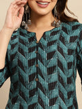Rangita Blue Cotton Knee Length Printed Straight Kurti For Women | Kurta For Women_Xl Blue Xl 619941832959G